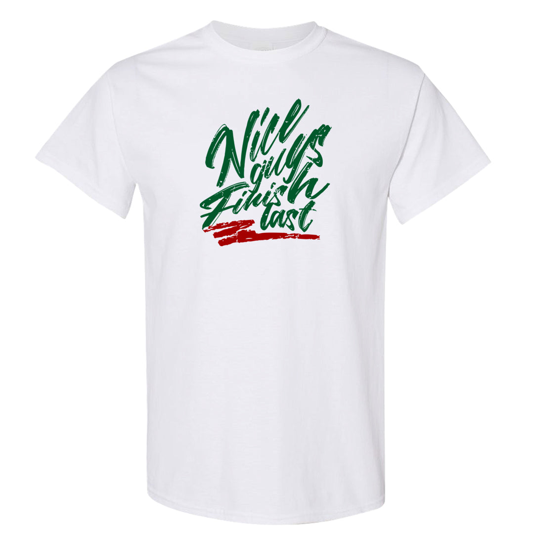 Pine Green SB 4s T Shirt | Nice Guys Finish Last, White