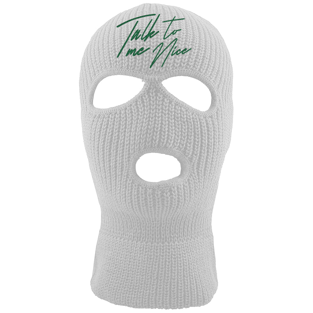 Pine Green SB 4s Ski Mask | Talk To Me Nice, White