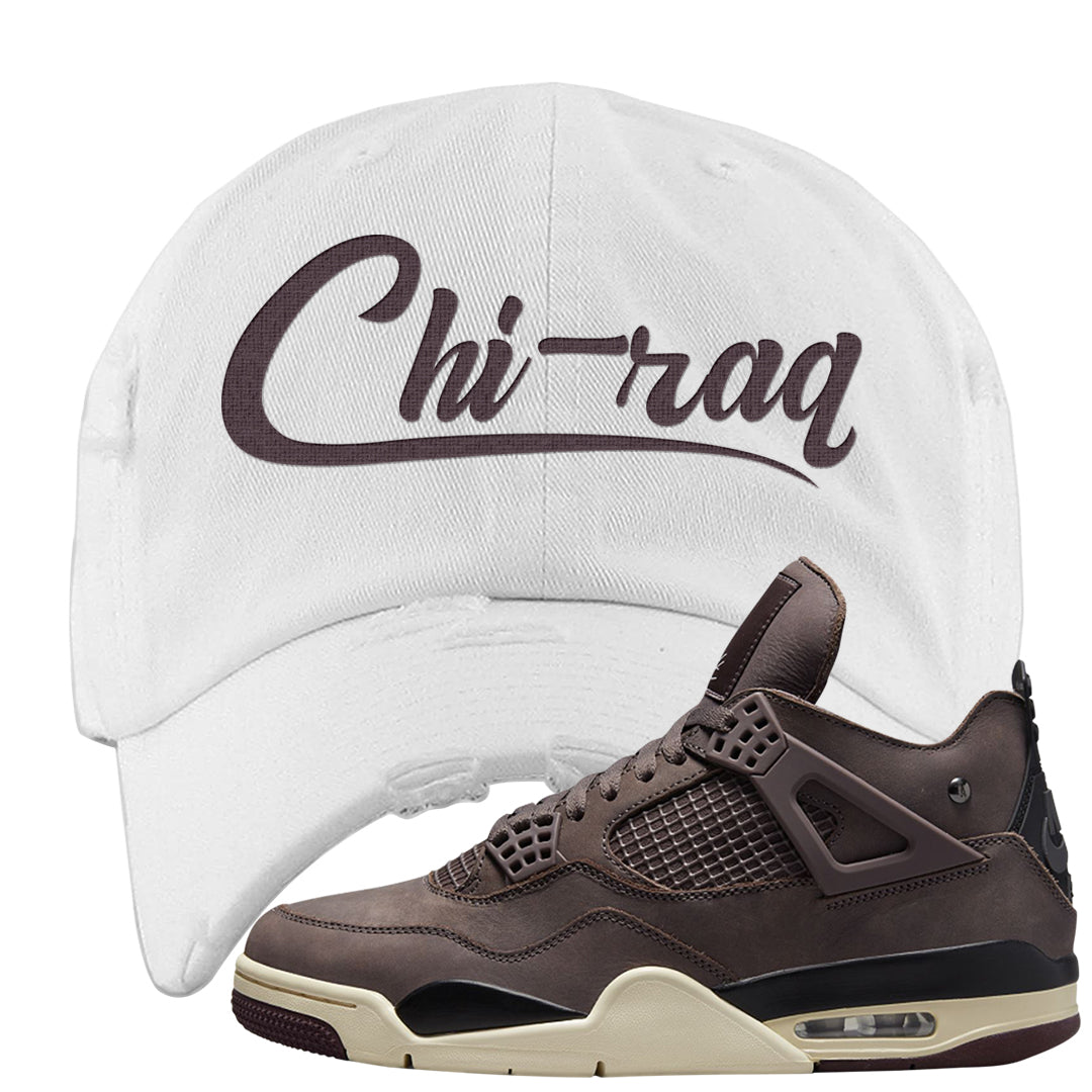 Violet Ore 4s Distressed Dad Hat | Chiraq, White