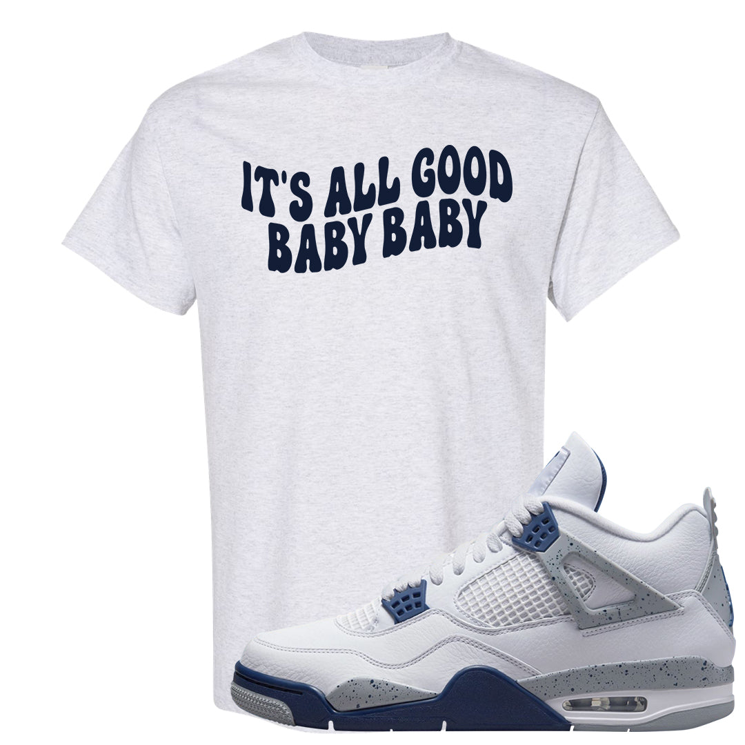 White Midnight Navy 4s T Shirt | All Good Baby, Ash