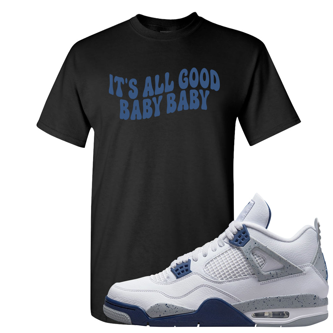 White Midnight Navy 4s T Shirt | All Good Baby, Black