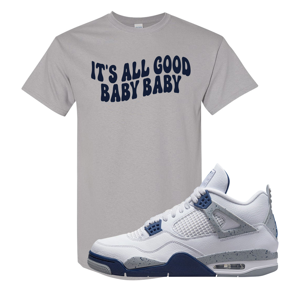 White Midnight Navy 4s T Shirt | All Good Baby, Gravel