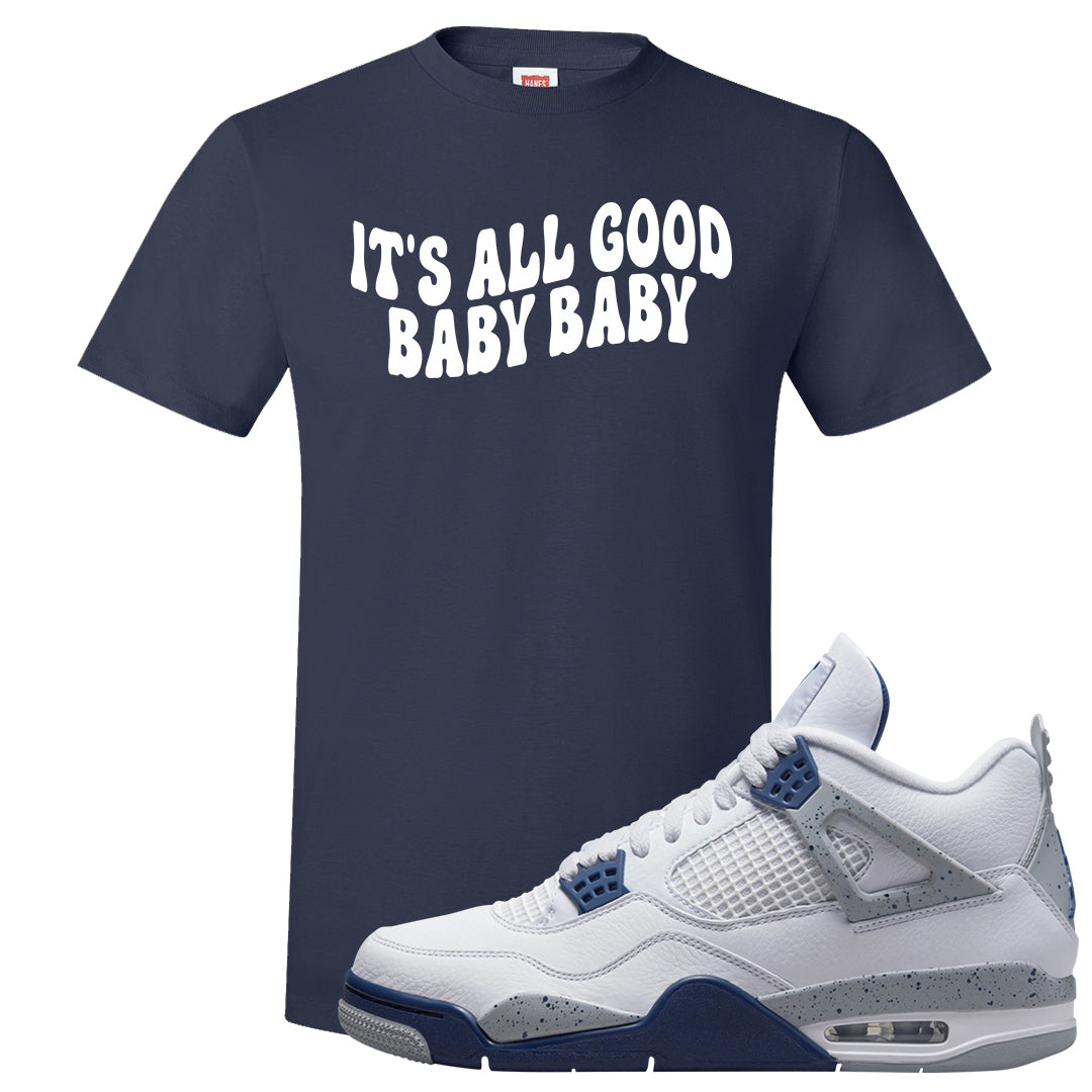 White Midnight Navy 4s T Shirt | All Good Baby, Navy