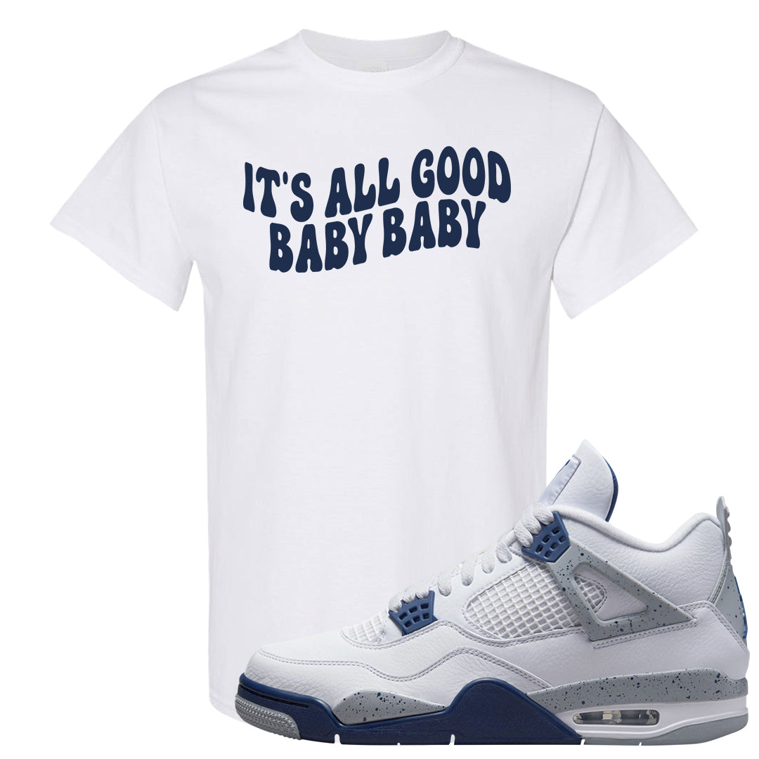 White Midnight Navy 4s T Shirt | All Good Baby, White