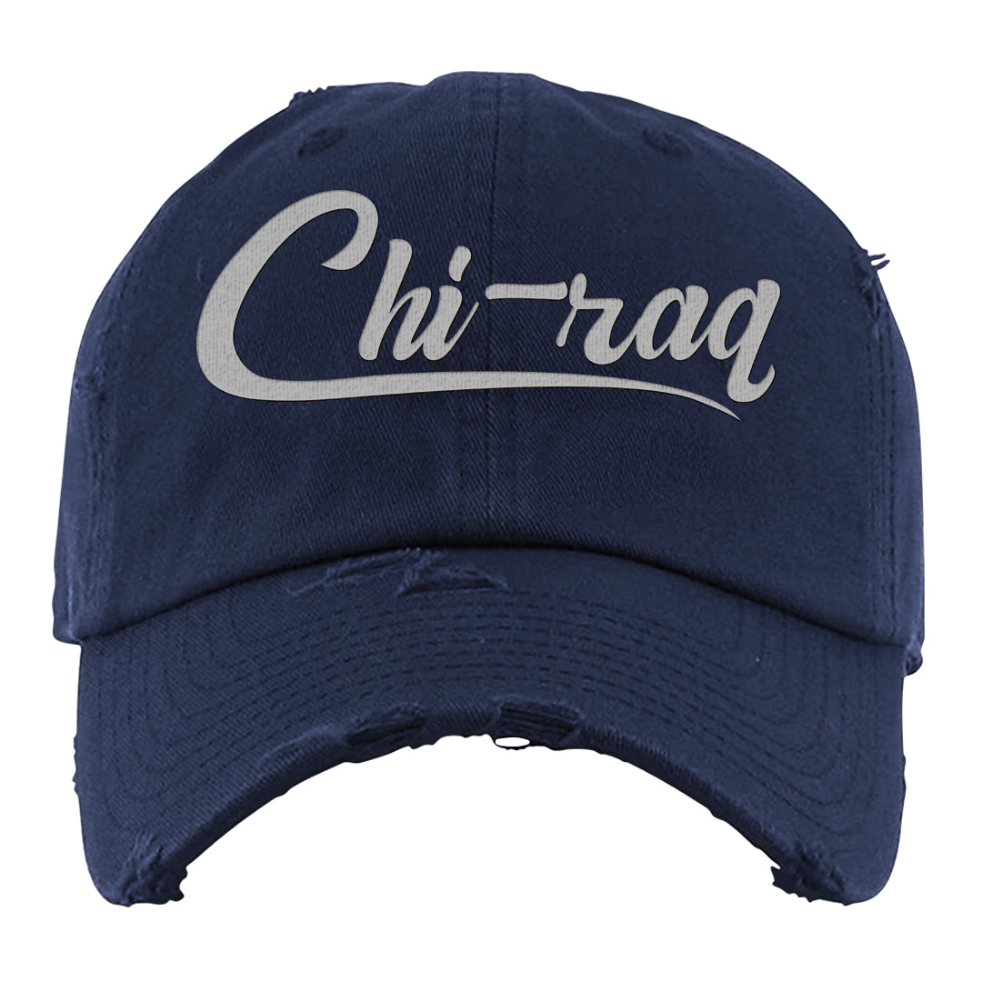 White Midnight Navy 4s Distressed Dad Hat | Chiraq, Navy Blue