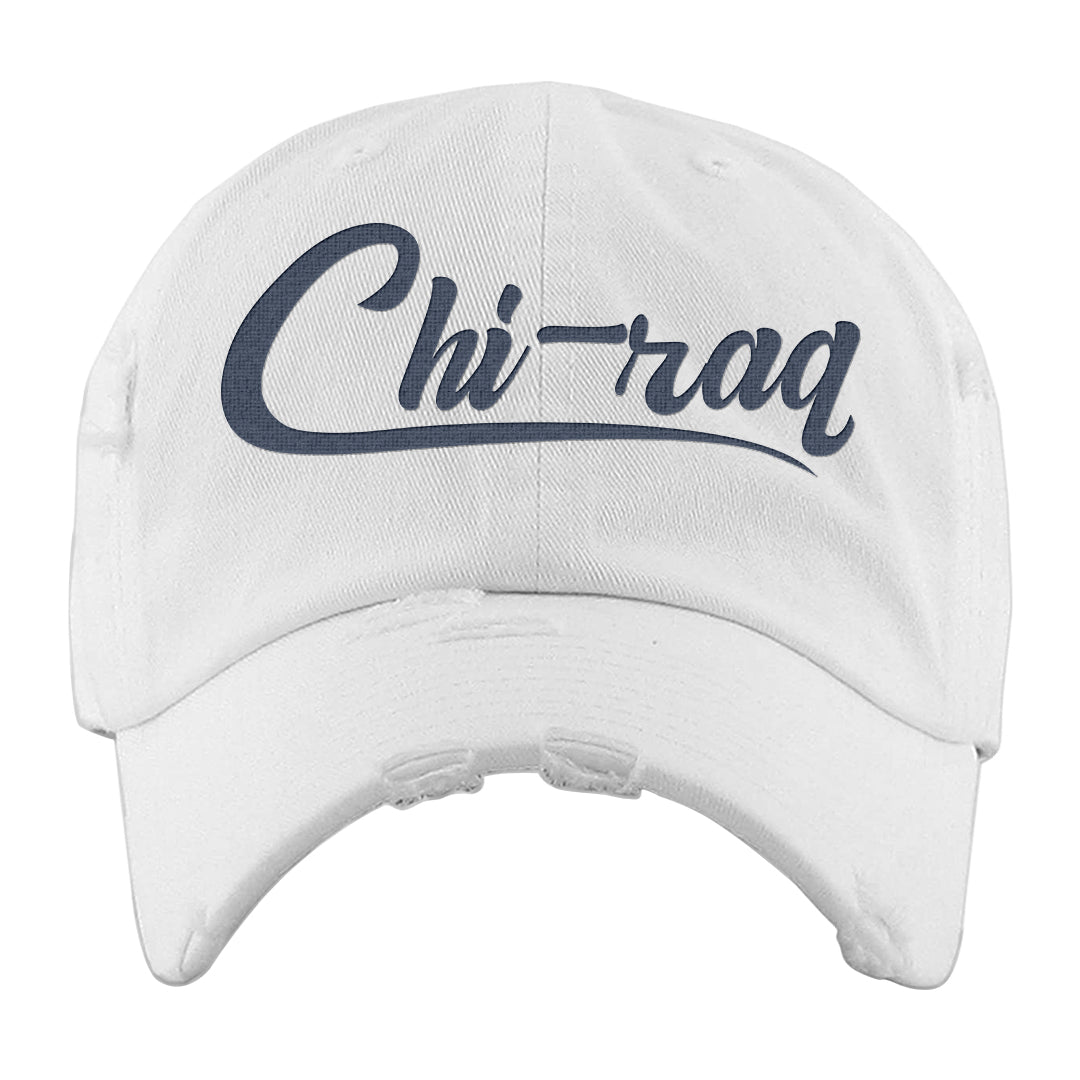 White Midnight Navy 4s Distressed Dad Hat | Chiraq, White