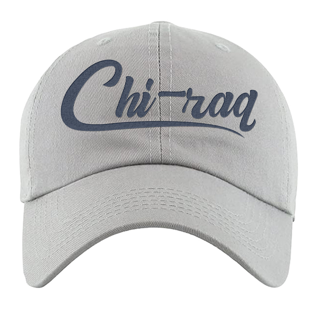 White Midnight Navy 4s Dad Hat | Chiraq, Light Gray