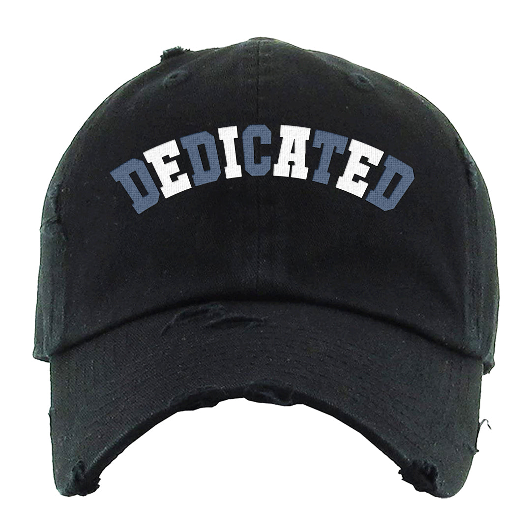 White Midnight Navy 4s Distressed Dad Hat | Dedicated, Black