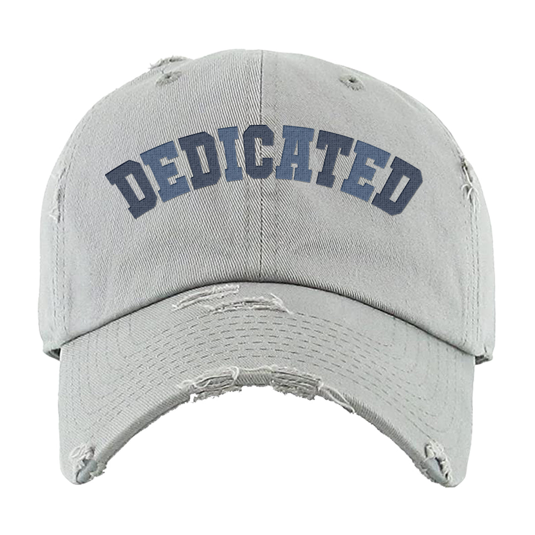 White Midnight Navy 4s Distressed Dad Hat | Dedicated, Light Gray