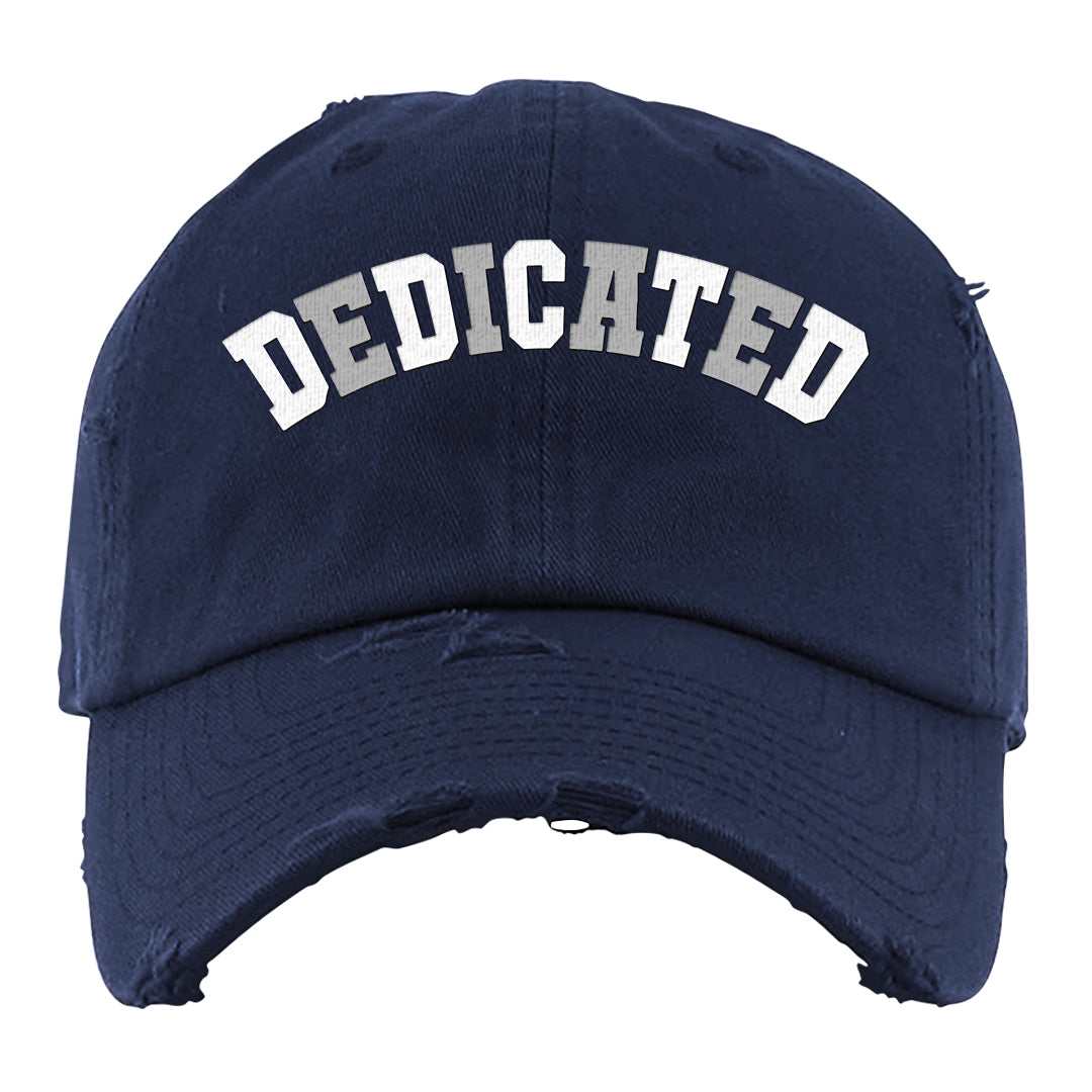 White Midnight Navy 4s Distressed Dad Hat | Dedicated, Navy Blue