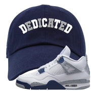 White Midnight Navy 4s Dad Hat | Dedicated, Navy Blue
