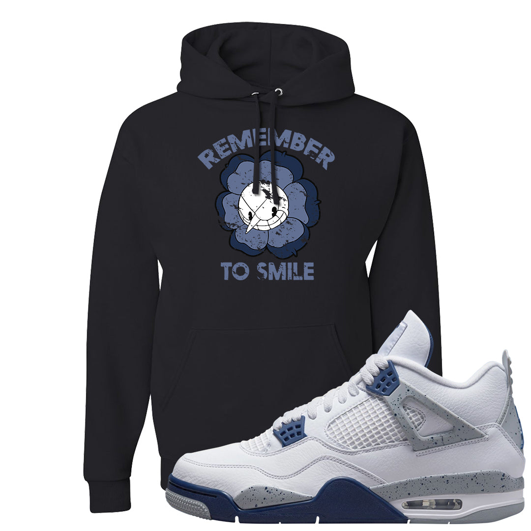 White Midnight Navy 4s Hoodie | Remember To Smile, Black