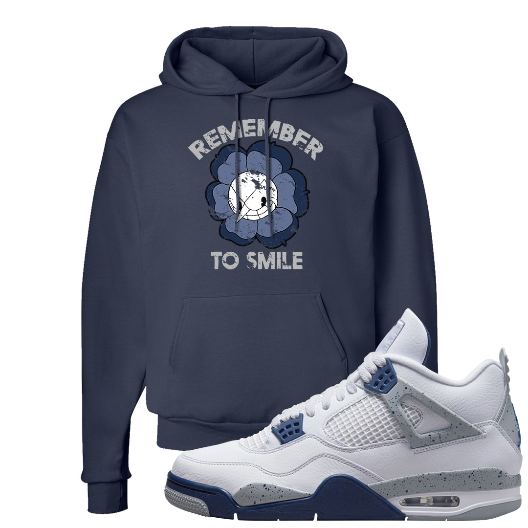 White Midnight Navy 4s Hoodie | Remember To Smile, Navy