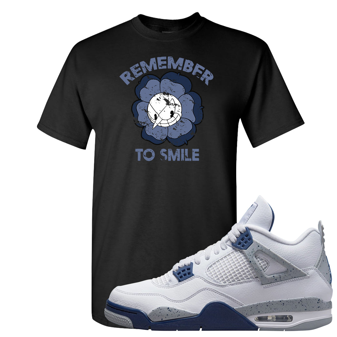 White Midnight Navy 4s T Shirt | Remember To Smile, Black