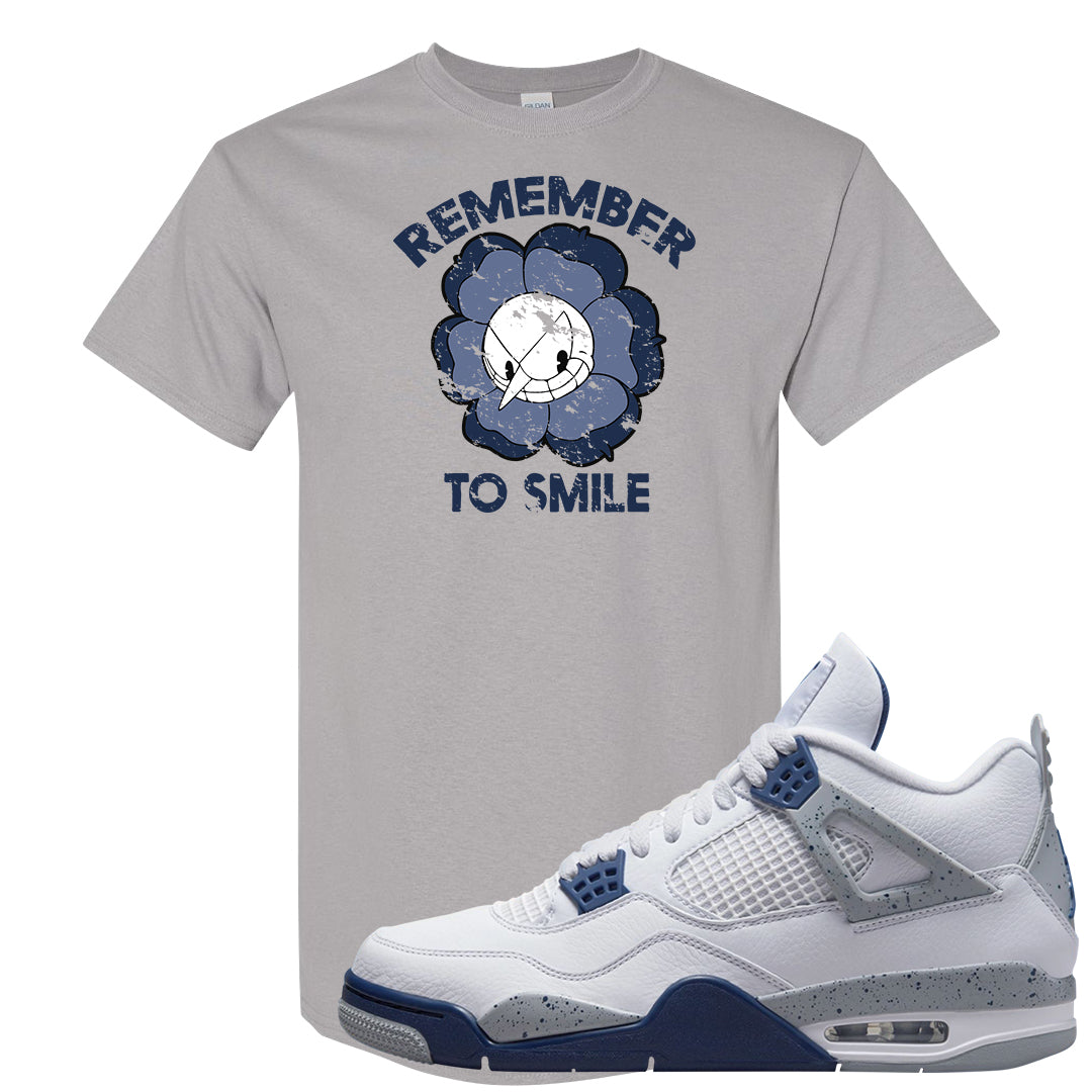 White Midnight Navy 4s T Shirt | Remember To Smile, Gravel
