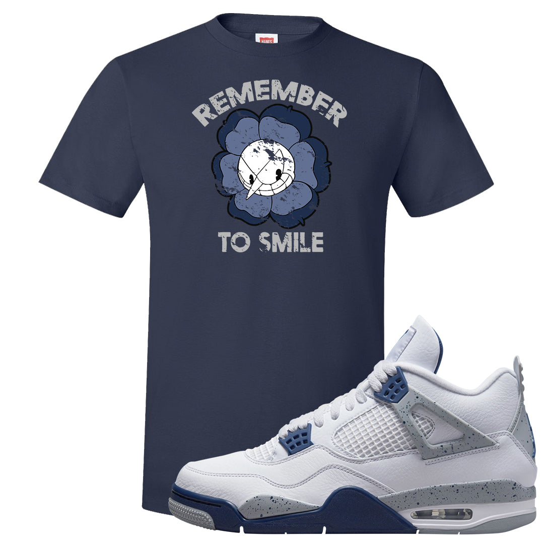 White Midnight Navy 4s T Shirt | Remember To Smile, Navy