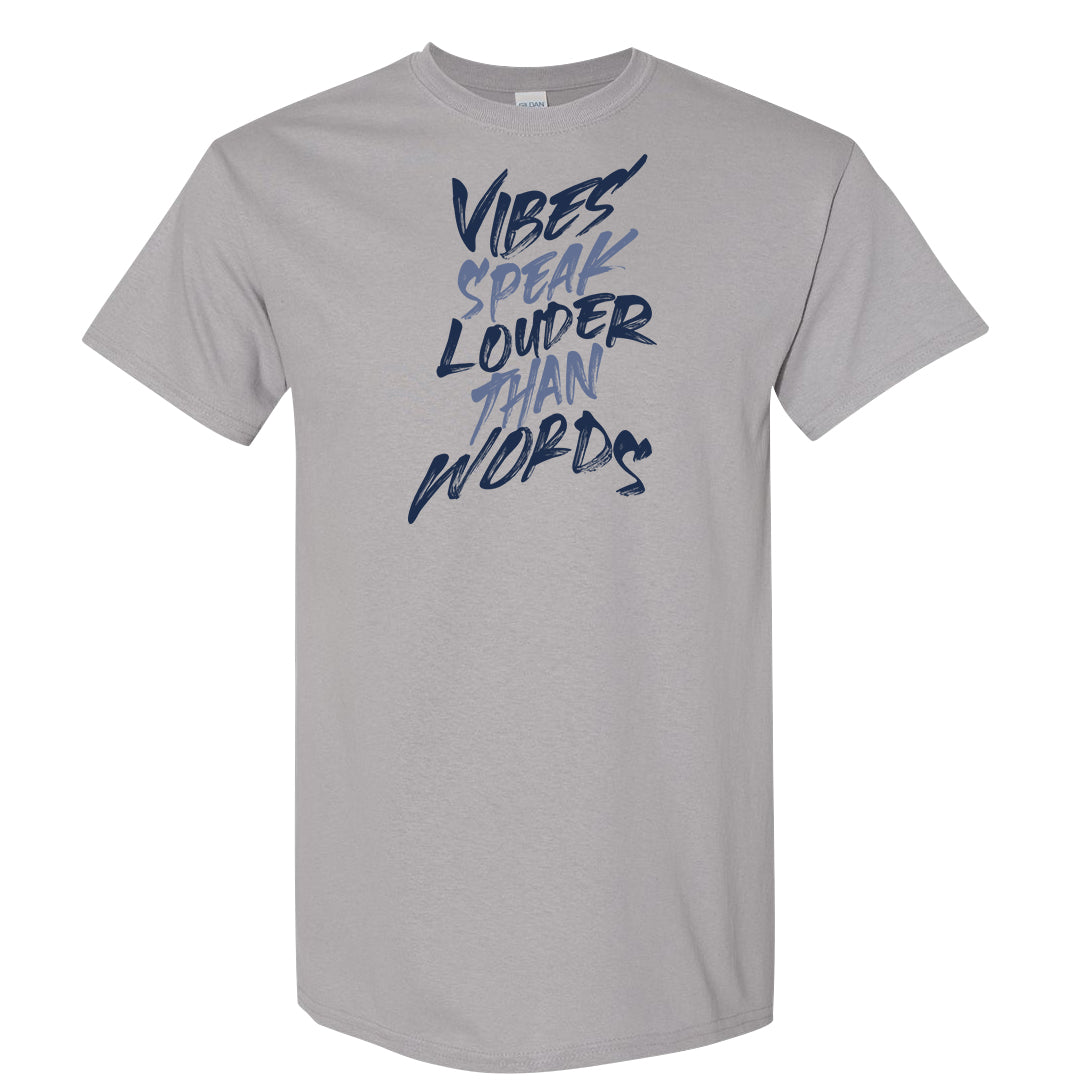 White Midnight Navy 4s T Shirt | Vibes Speak Louder Than Words, Gravel