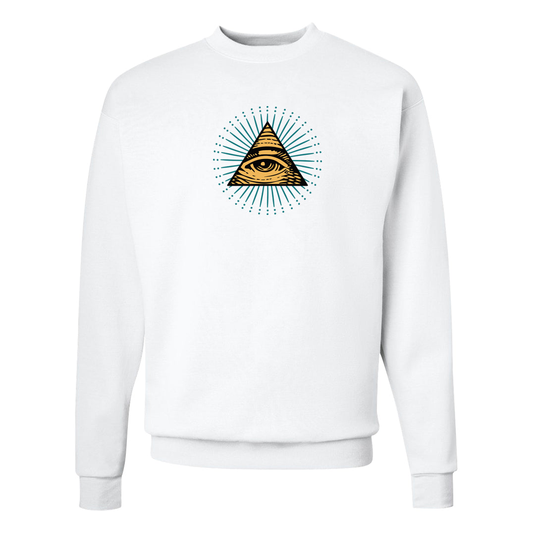 Aqua 5s Crewneck Sweatshirt | All Seeing Eye, White