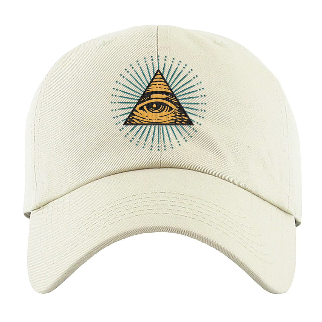 Aqua 5s Dad Hat | All Seeing Eye, White