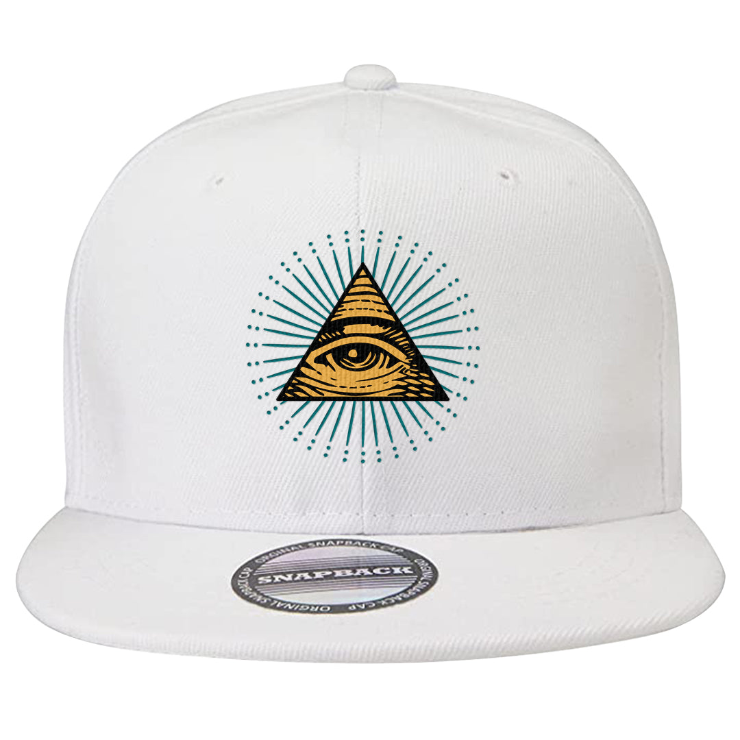 Aqua 5s Snapback Hat | All Seeing Eye, White