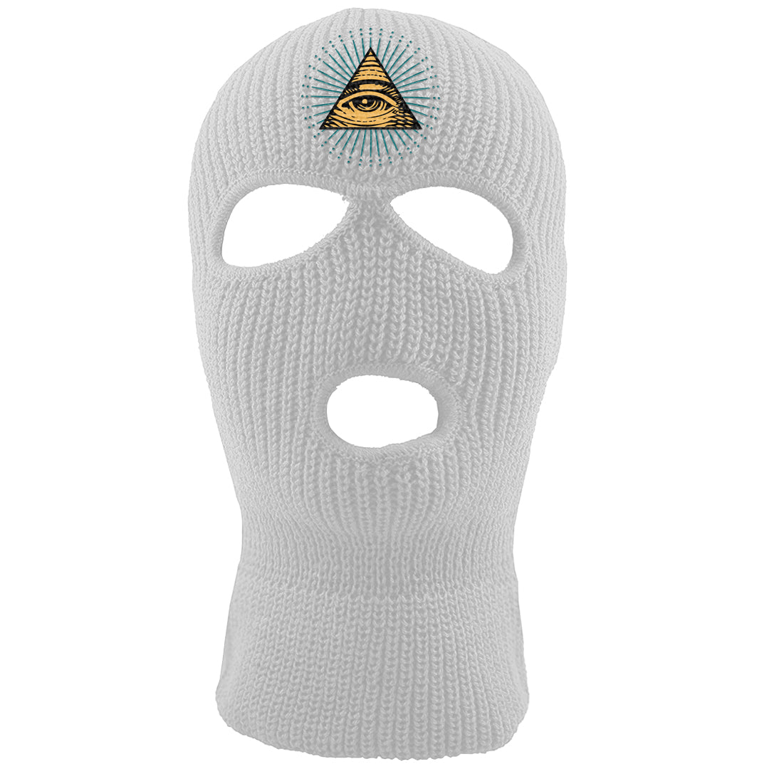 Aqua 5s Ski Mask | All Seeing Eye, White