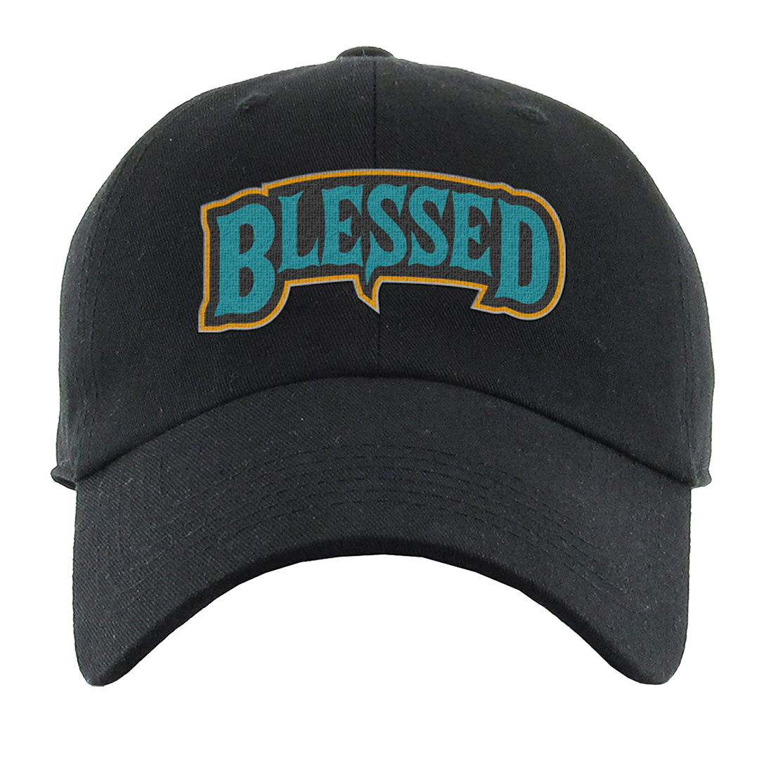 Aqua 5s Dad Hat | Blessed Arch, Black