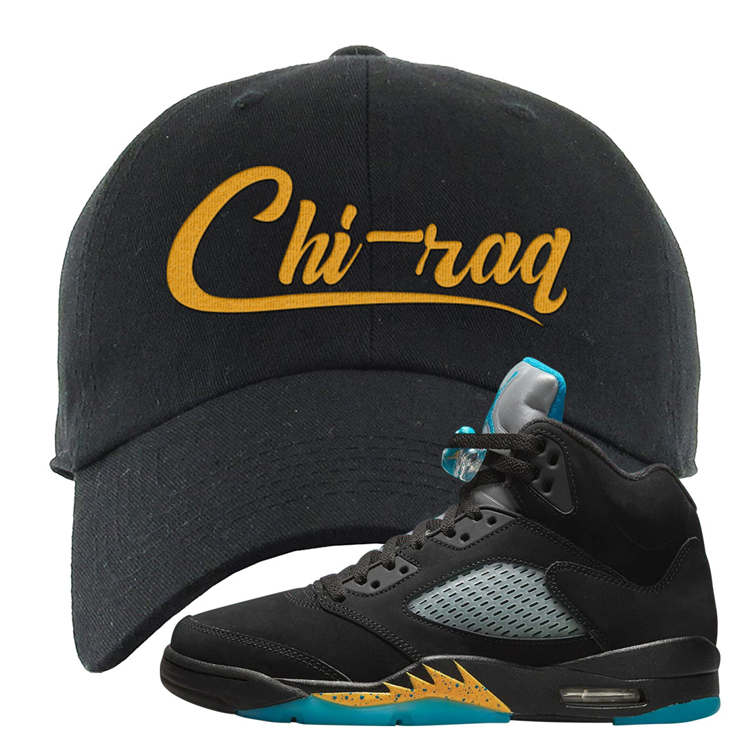 Aqua 5s Dad Hat | Chiraq, Black