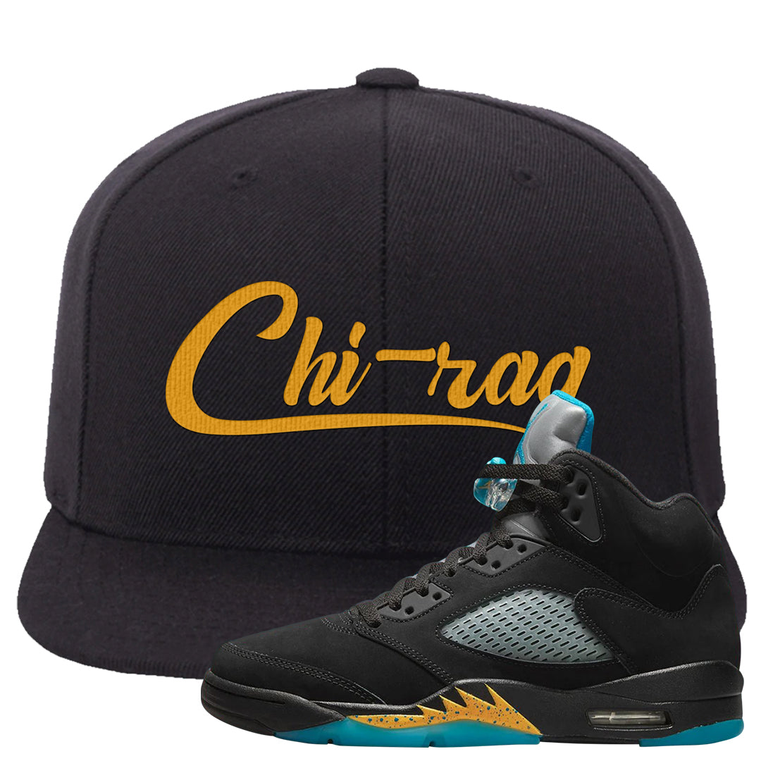 Aqua 5s Snapback Hat | Chiraq, Black