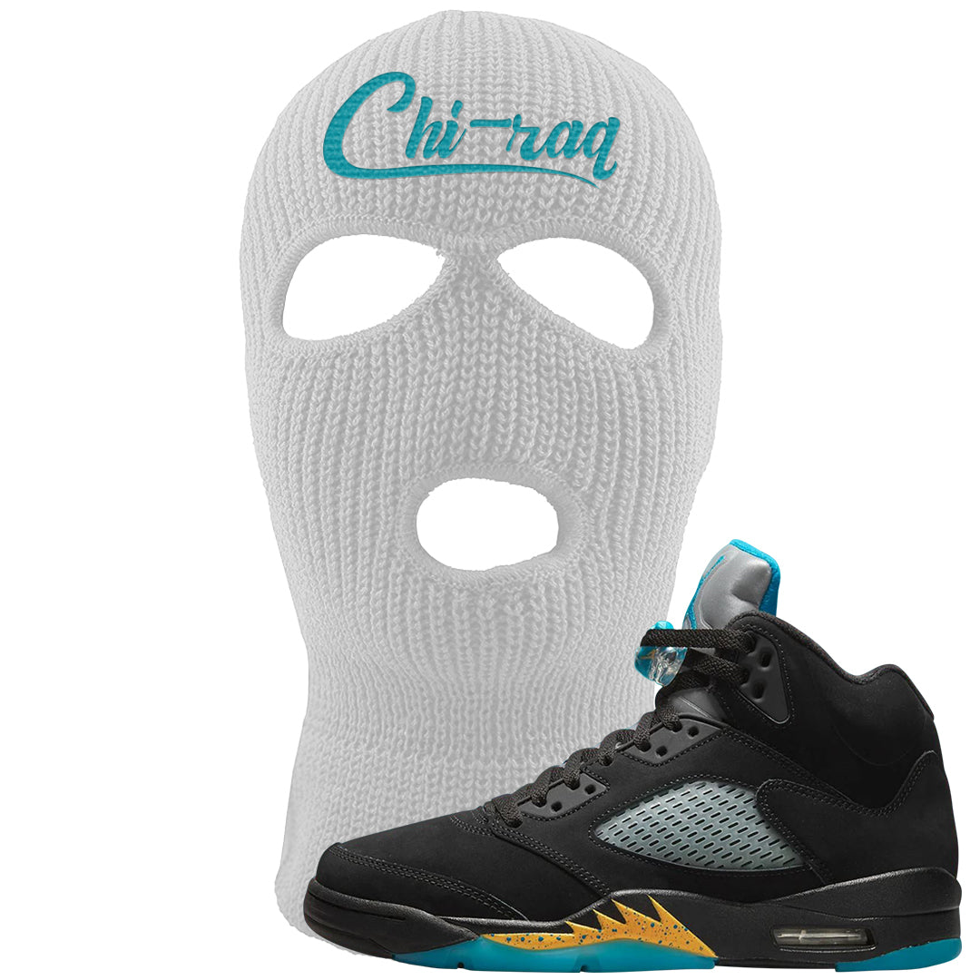 Aqua 5s Ski Mask | Chiraq, White