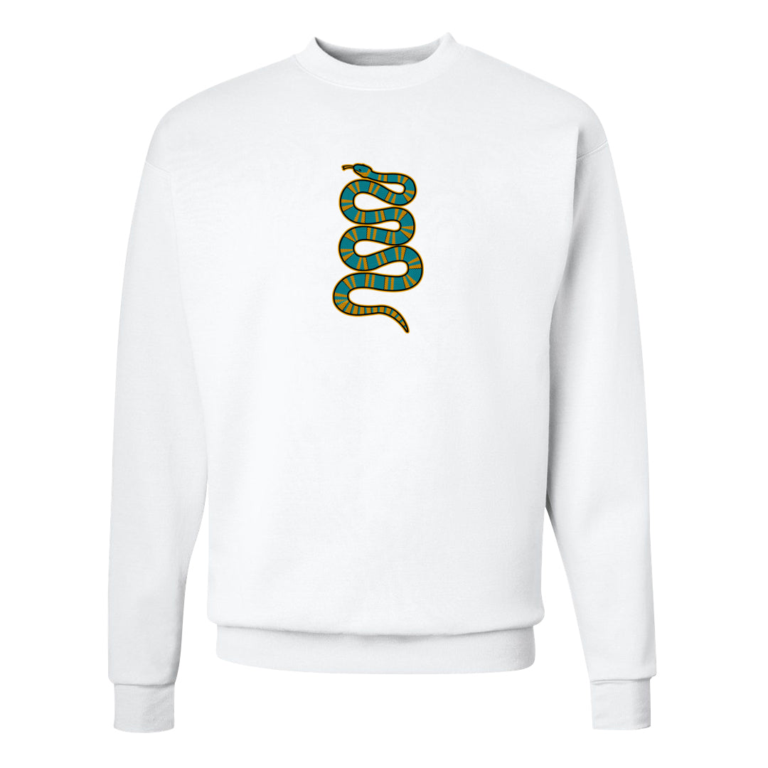 Aqua 5s Crewneck Sweatshirt | Coiled Snake, White