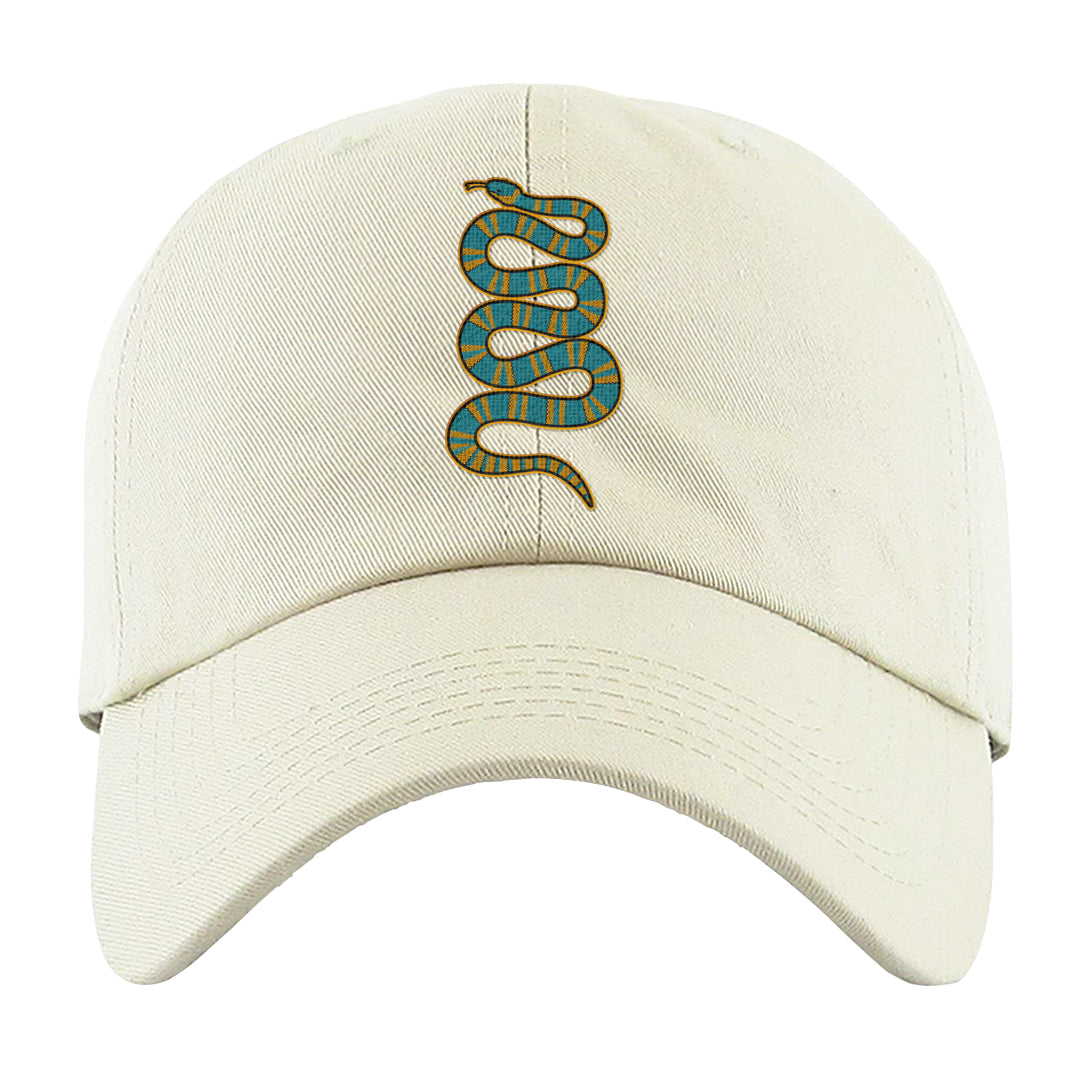 Aqua 5s Dad Hat | Coiled Snake, White