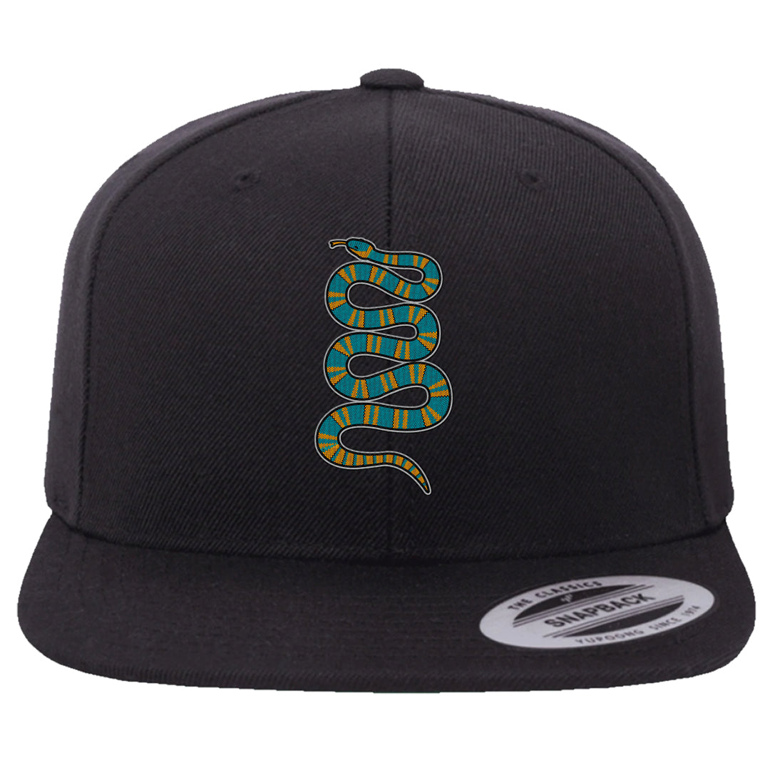 Aqua 5s Snapback Hat | Coiled Snake, Black