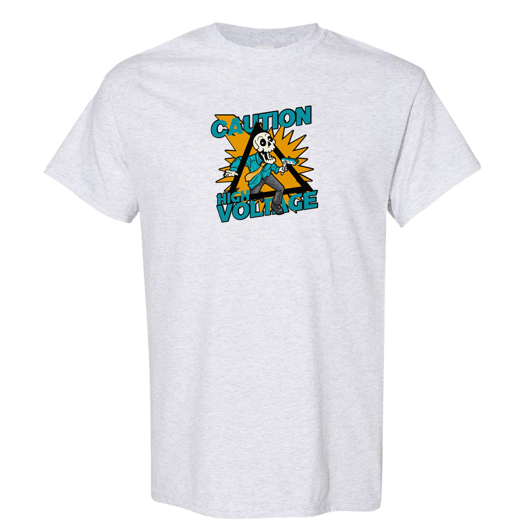 Aqua 5s T Shirt | Caution High Voltage, Ash