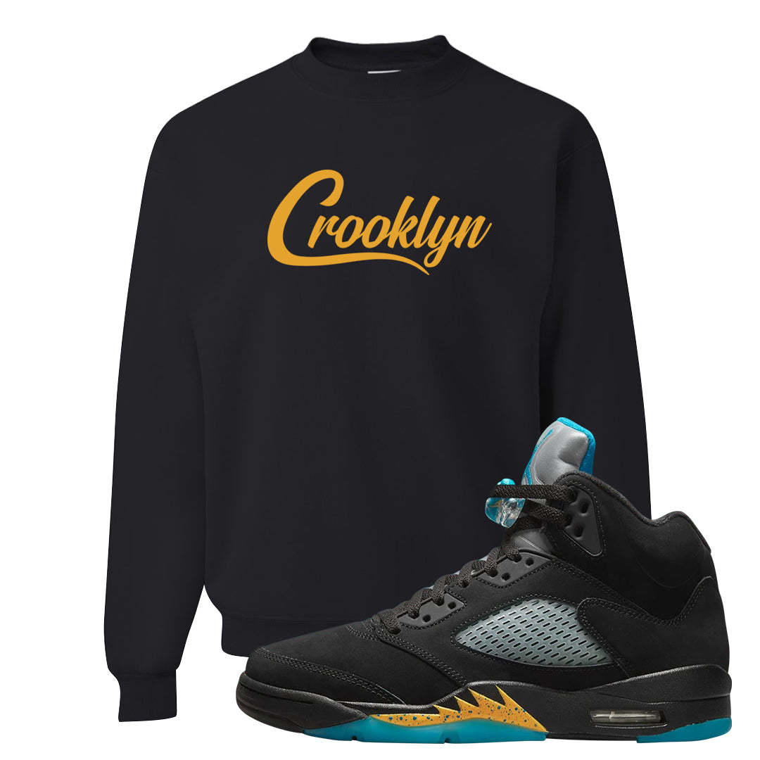 Aqua 5s Crewneck Sweatshirt | Crooklyn, Black
