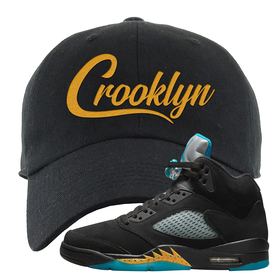 Aqua 5s Dad Hat | Crooklyn, Black