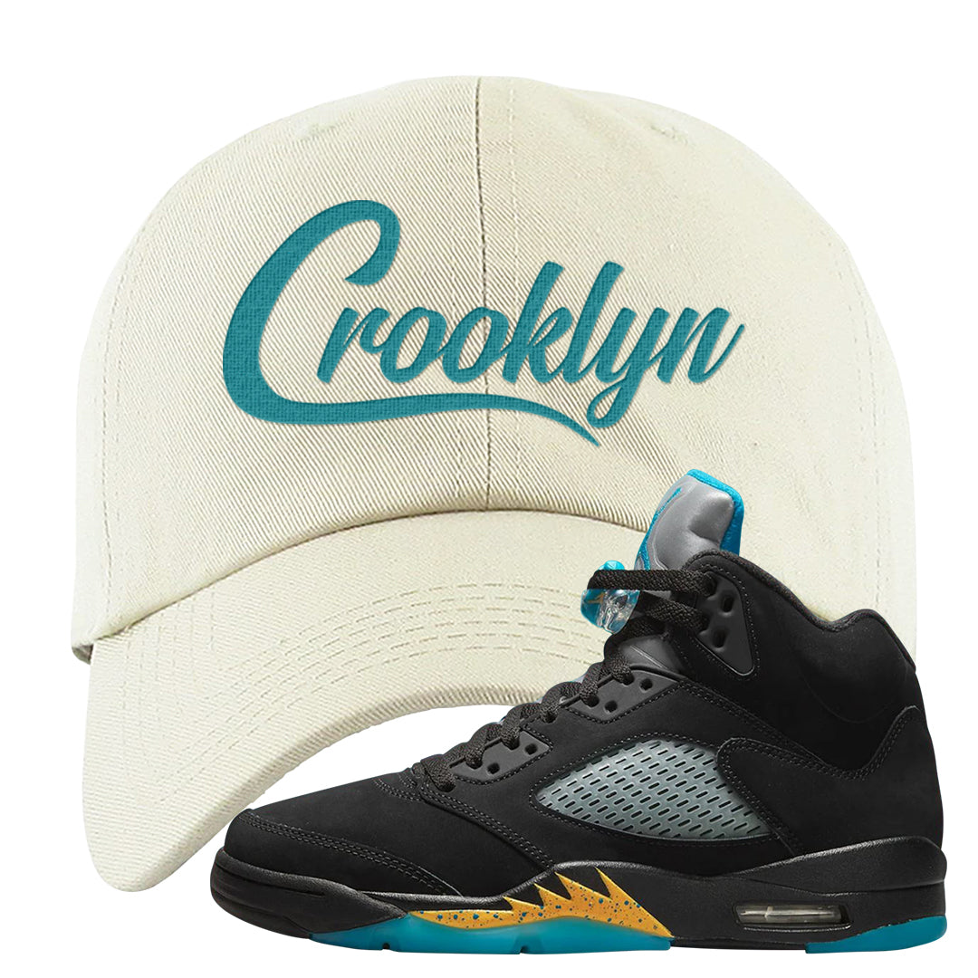 Aqua 5s Dad Hat | Crooklyn, White