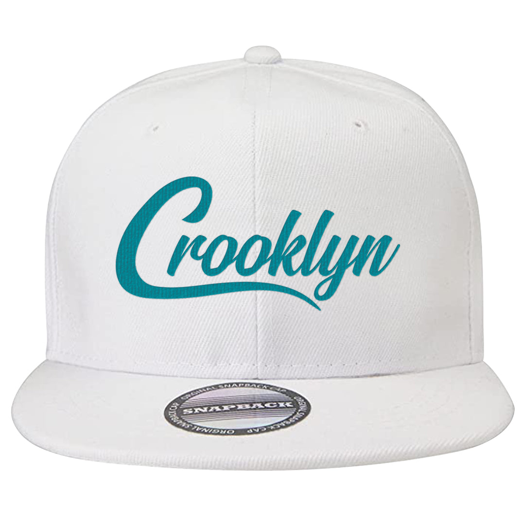 Aqua 5s Snapback Hat | Crooklyn, White