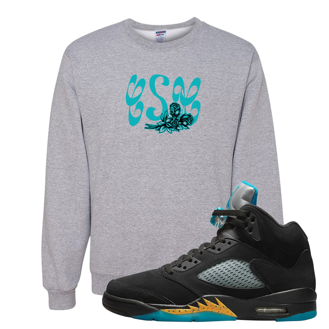 Aqua 5s Crewneck Sweatshirt | Certified Sneakerhead, Ash