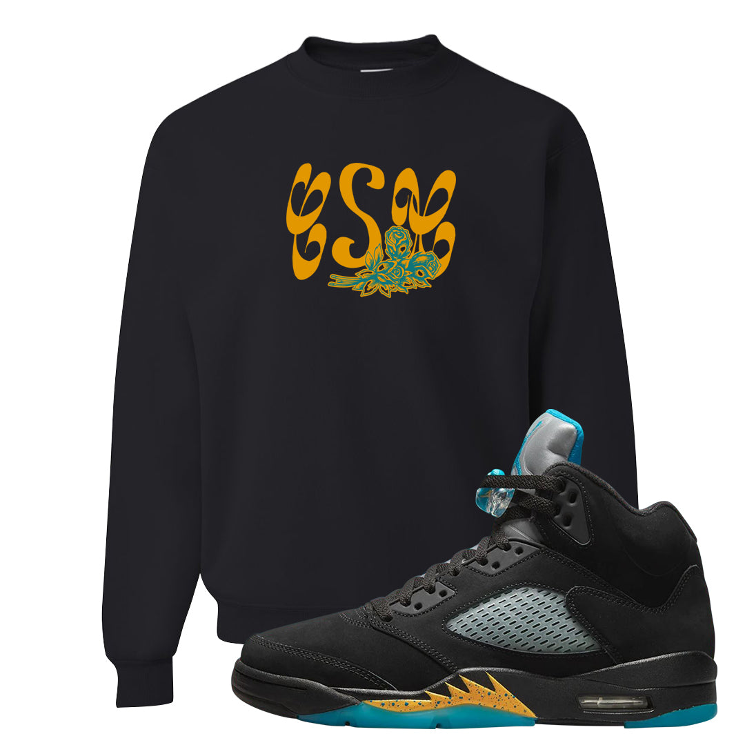 Aqua 5s Crewneck Sweatshirt | Certified Sneakerhead, Black