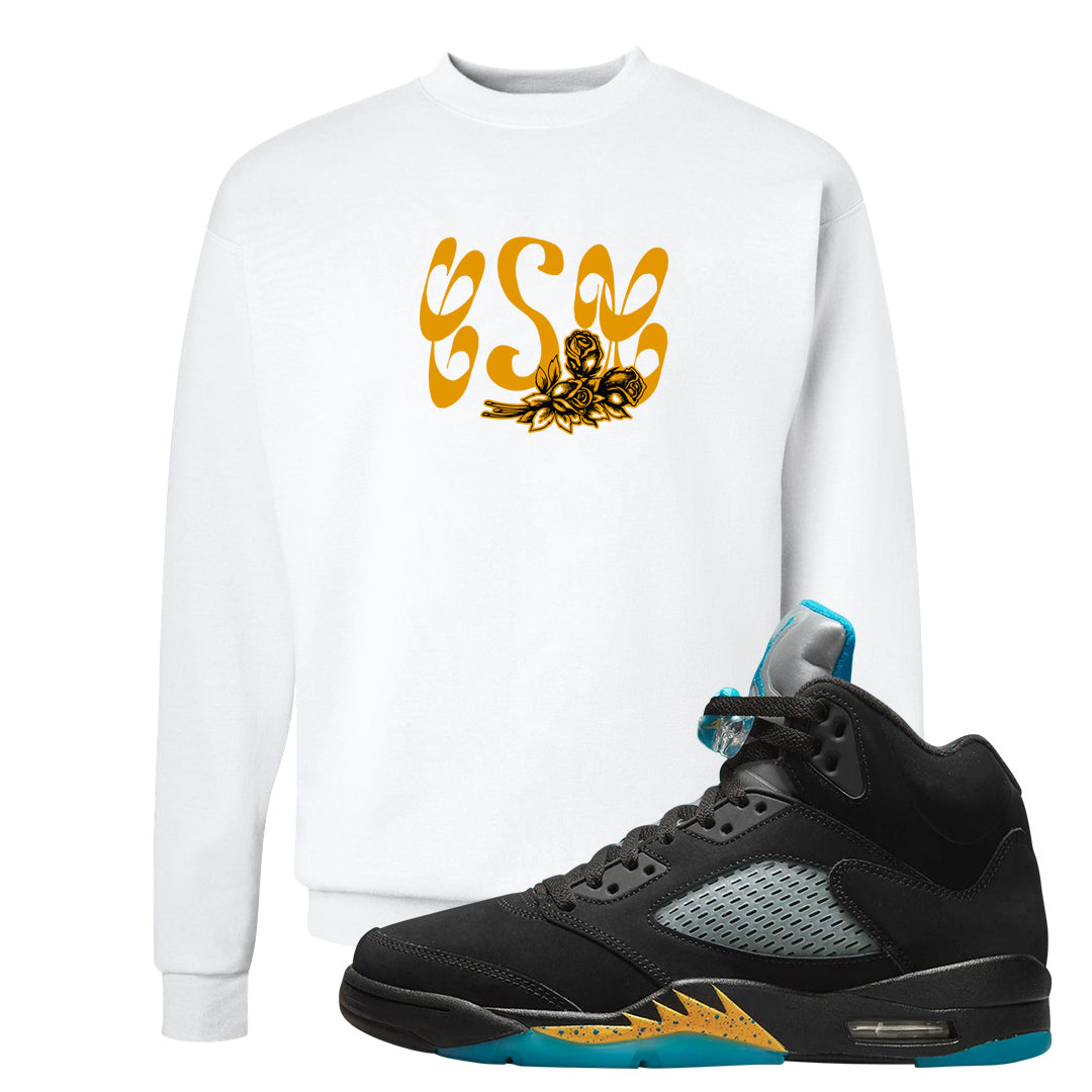 Aqua 5s Crewneck Sweatshirt | Certified Sneakerhead, White