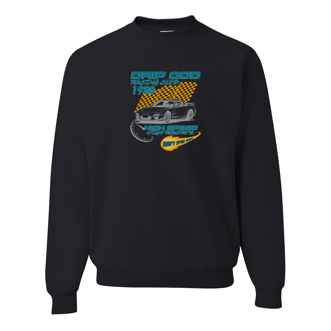 Aqua 5s Crewneck Sweatshirt | Drip God Racing Club, Black