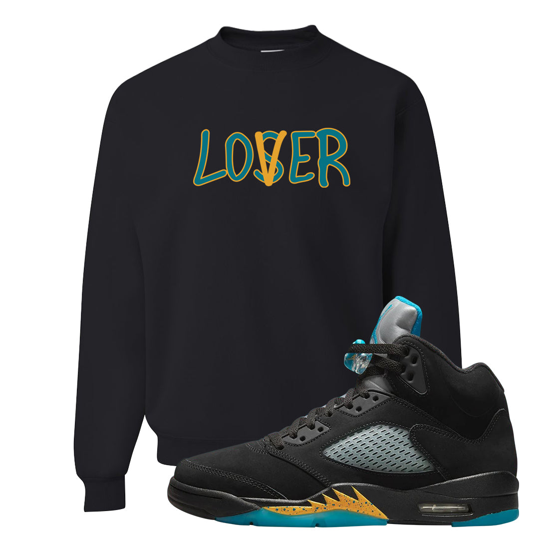 Aqua 5s Crewneck Sweatshirt | Lover, Black