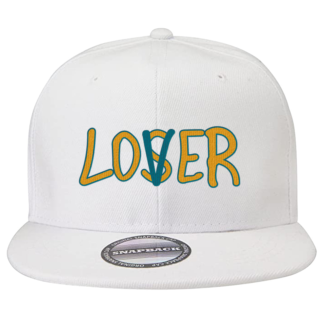 Aqua 5s Snapback Hat | Lover, White