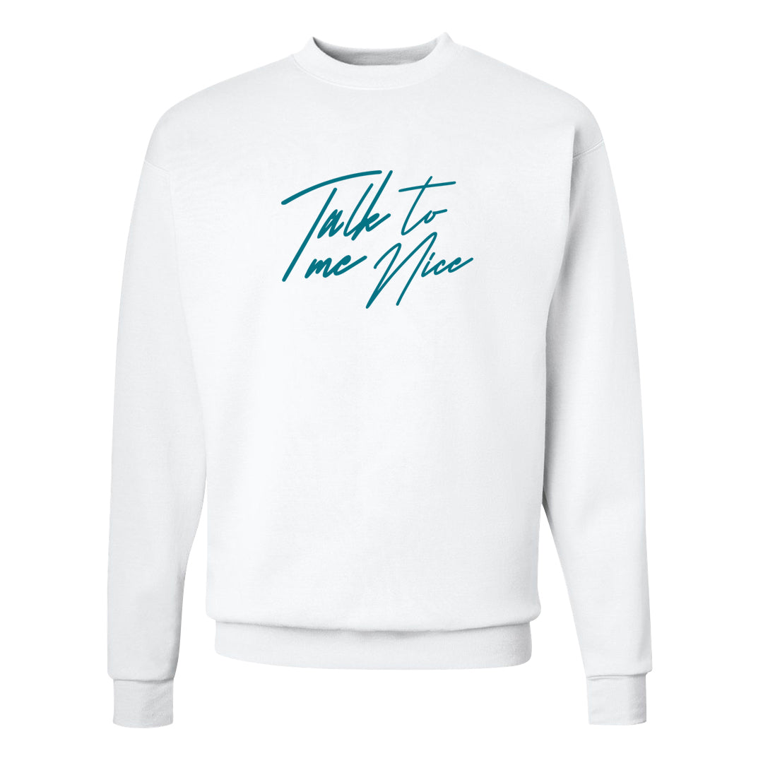 Aqua 5s Crewneck Sweatshirt | Talk To Me Nice, White