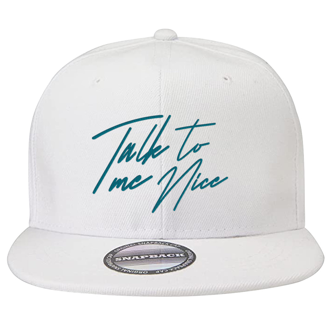 Aqua 5s Snapback Hat | Talk To Me Nice, White