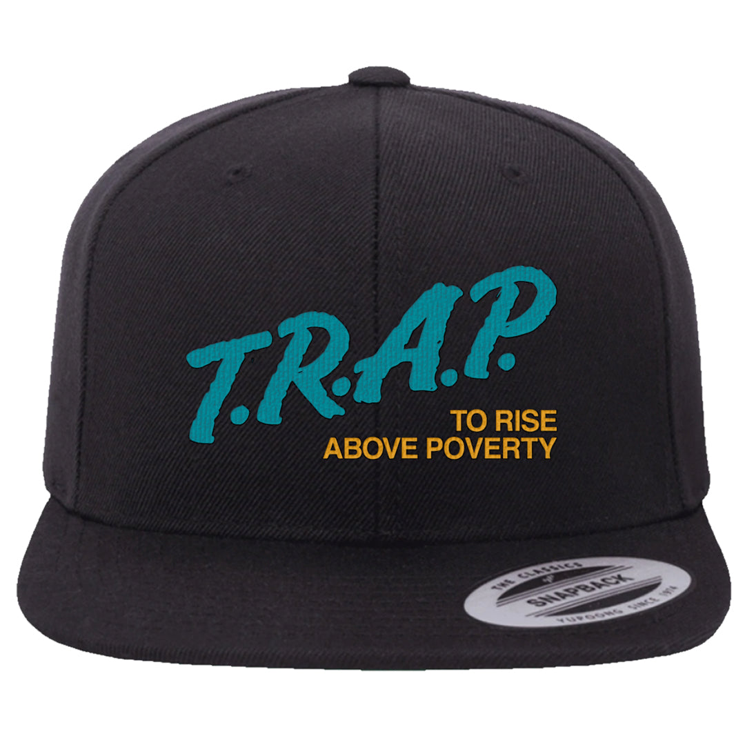 Aqua 5s Snapback Hat | Trap To Rise Above Poverty, Black