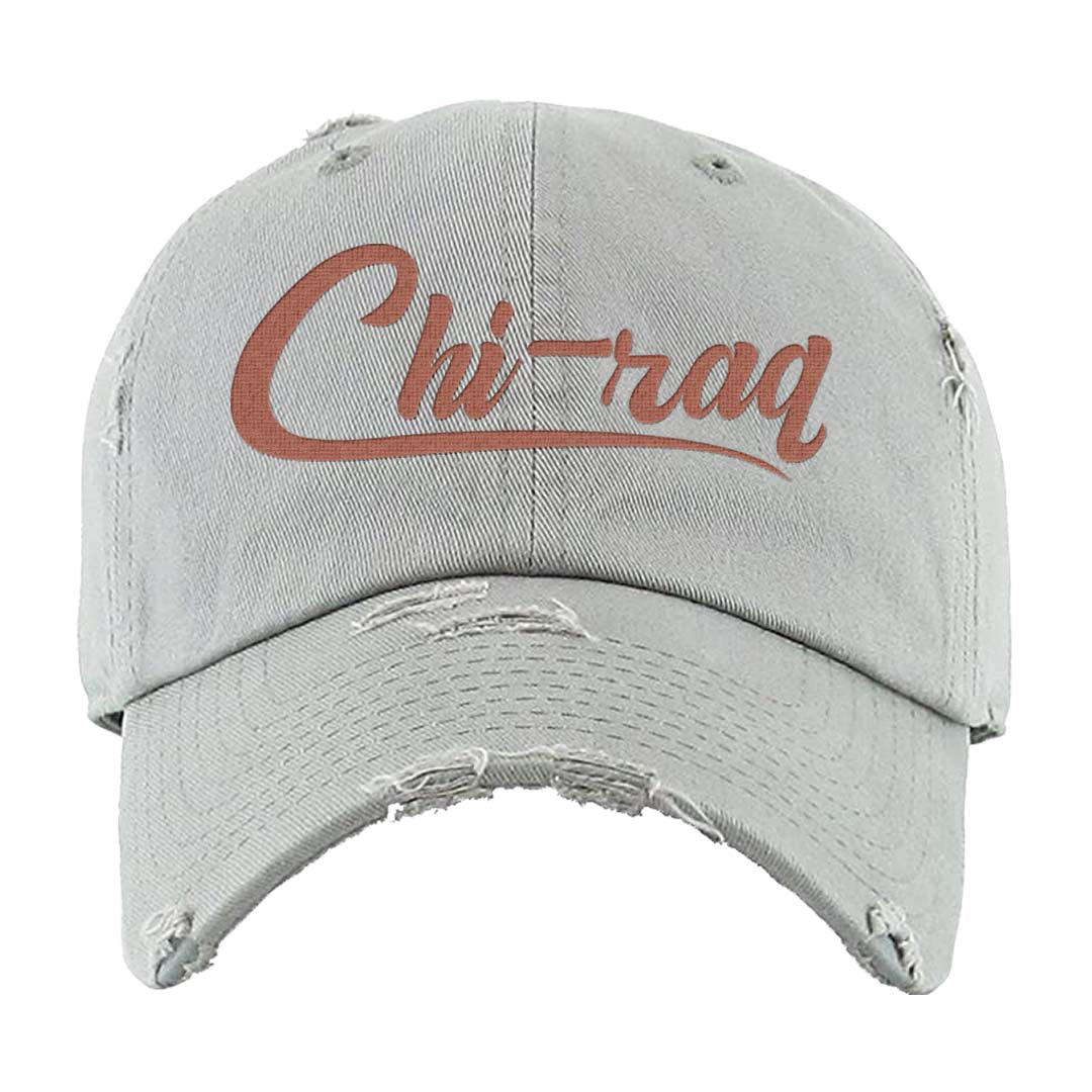 Crimson Bliss 5s Distressed Dad Hat | Chiraq, Light Gray