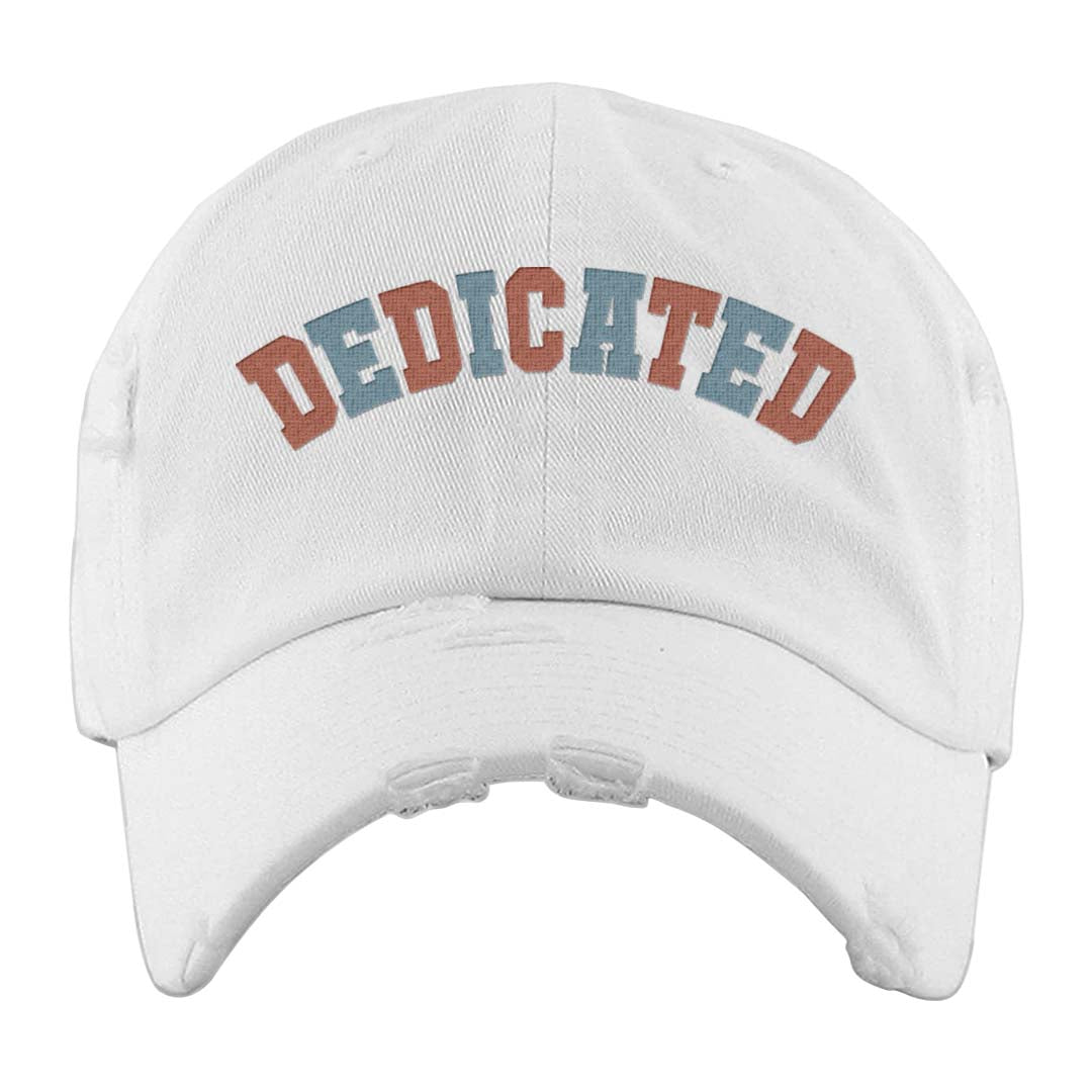 Crimson Bliss 5s Distressed Dad Hat | Dedicated, White
