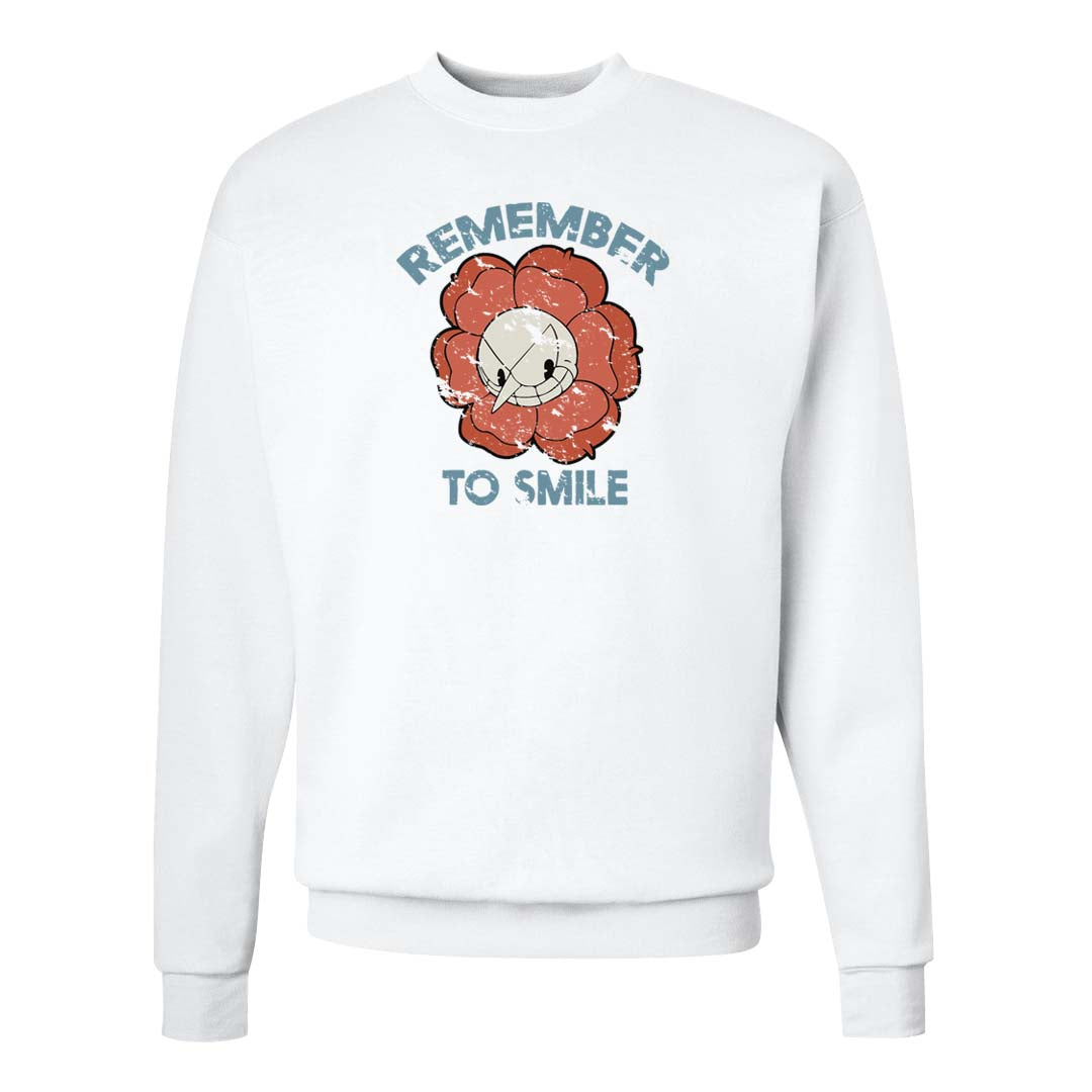Crimson Bliss 5s Crewneck Sweatshirt | Remember To Smile, White