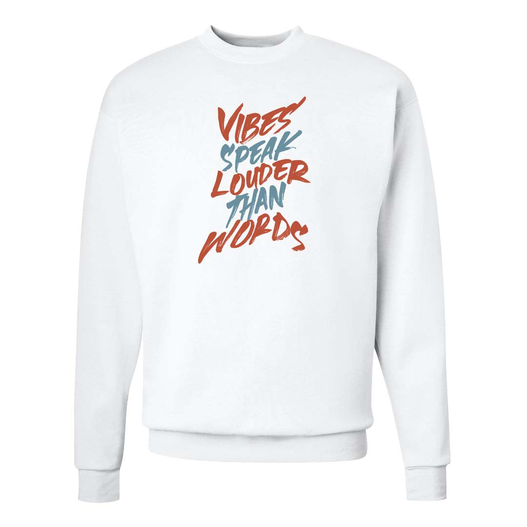 Crimson Bliss 5s Crewneck Sweatshirt | Vibes Speak Louder Than Words, White